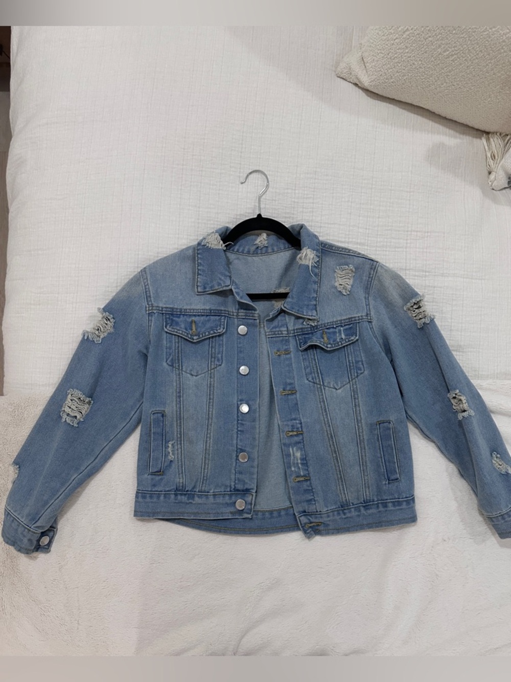 Light Blue Distressed Denim Jacket